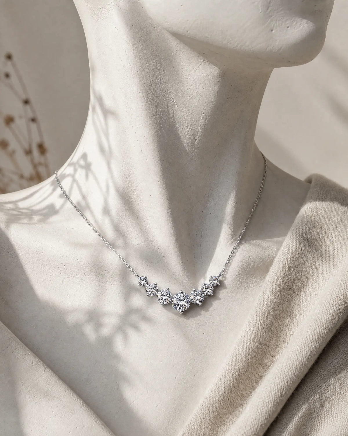 Graduated Moissanite Smile Necklace