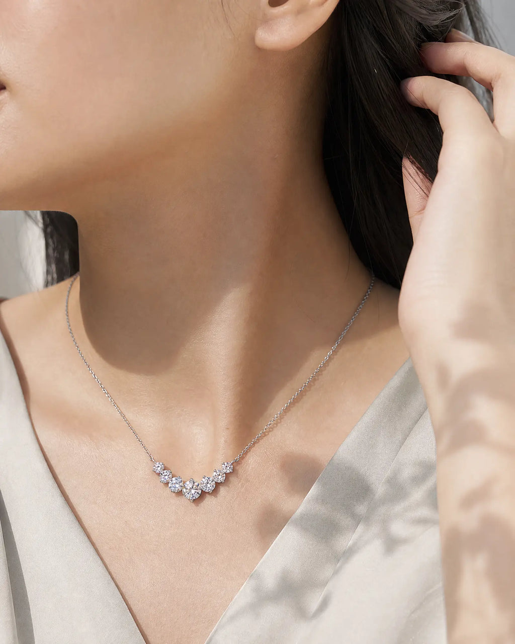 Graduated Moissanite Smile Necklace