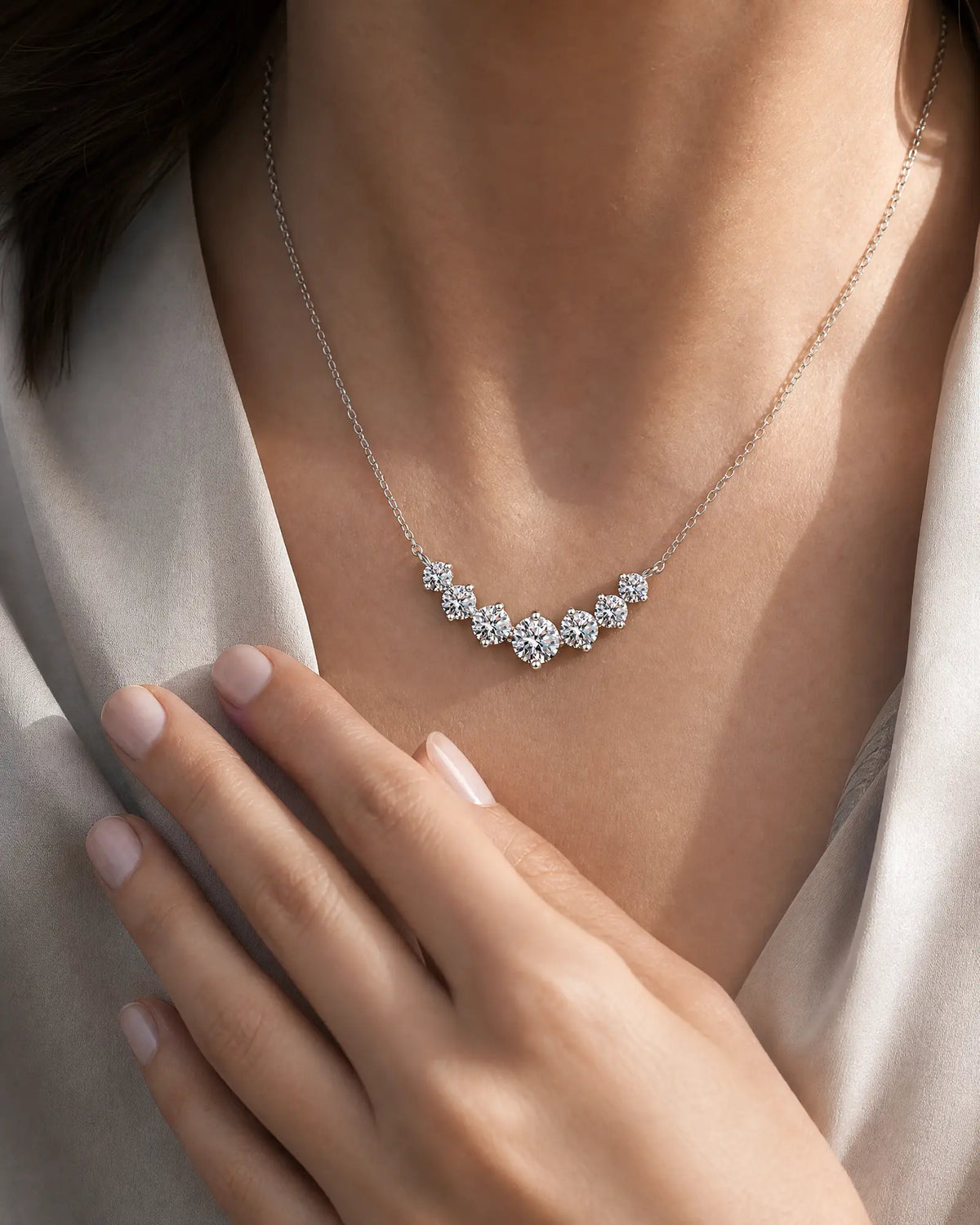 Graduated Moissanite Smile Necklace