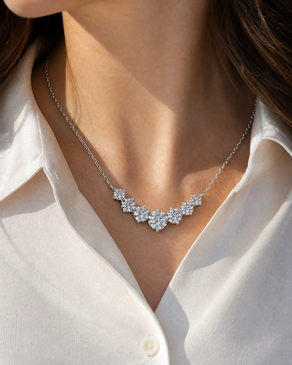 Graduated Moissanite Smile Necklace