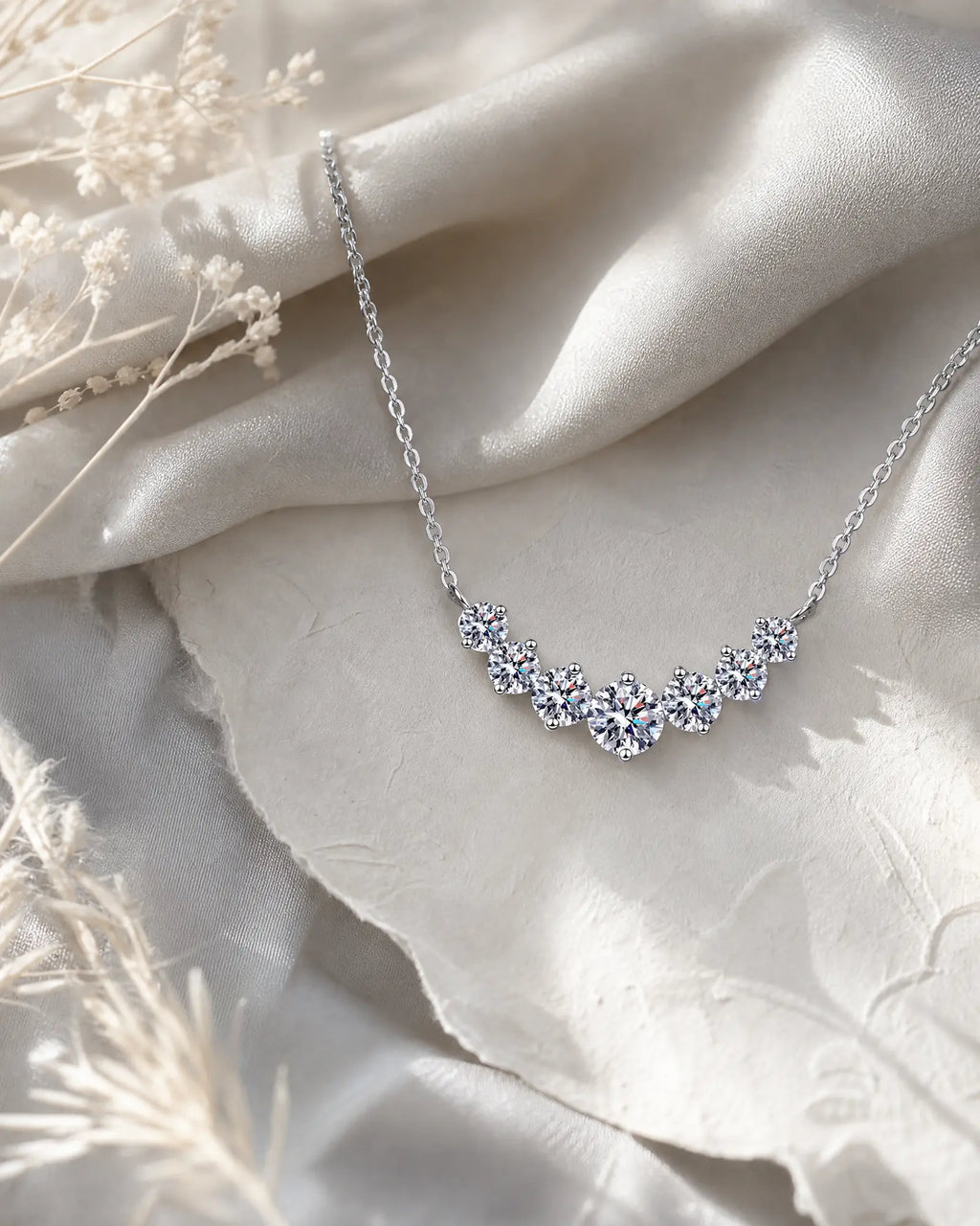 Graduated Moissanite Smile Necklace
