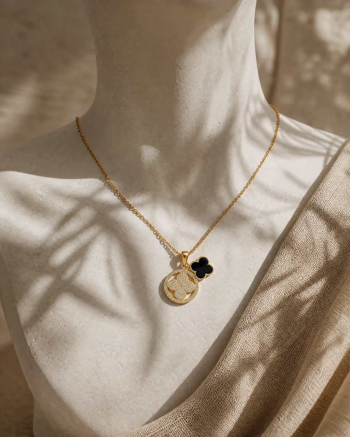 Double Clover CZ Pendant Necklace