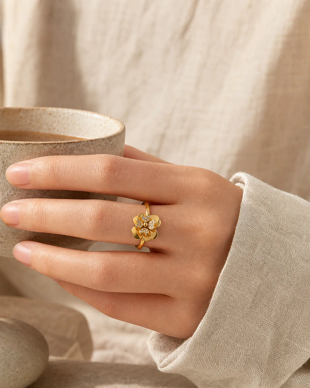 3D Layered Bloom Open Ring