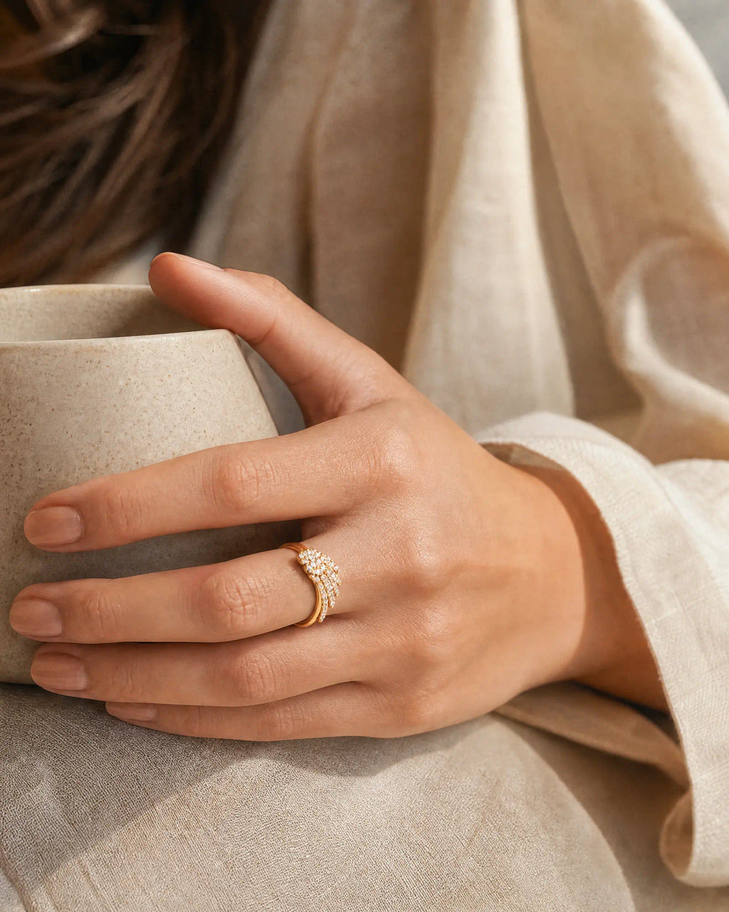 Pave Wing Open Band Ring