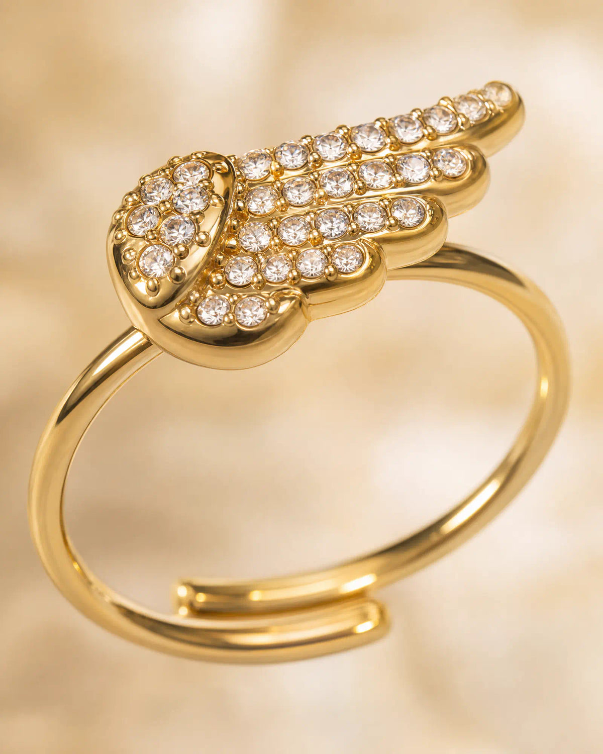 Pave Wing Open Band Ring