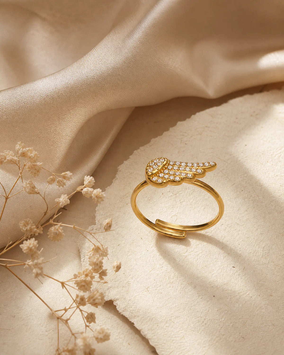 Pave Wing Open Band Ring