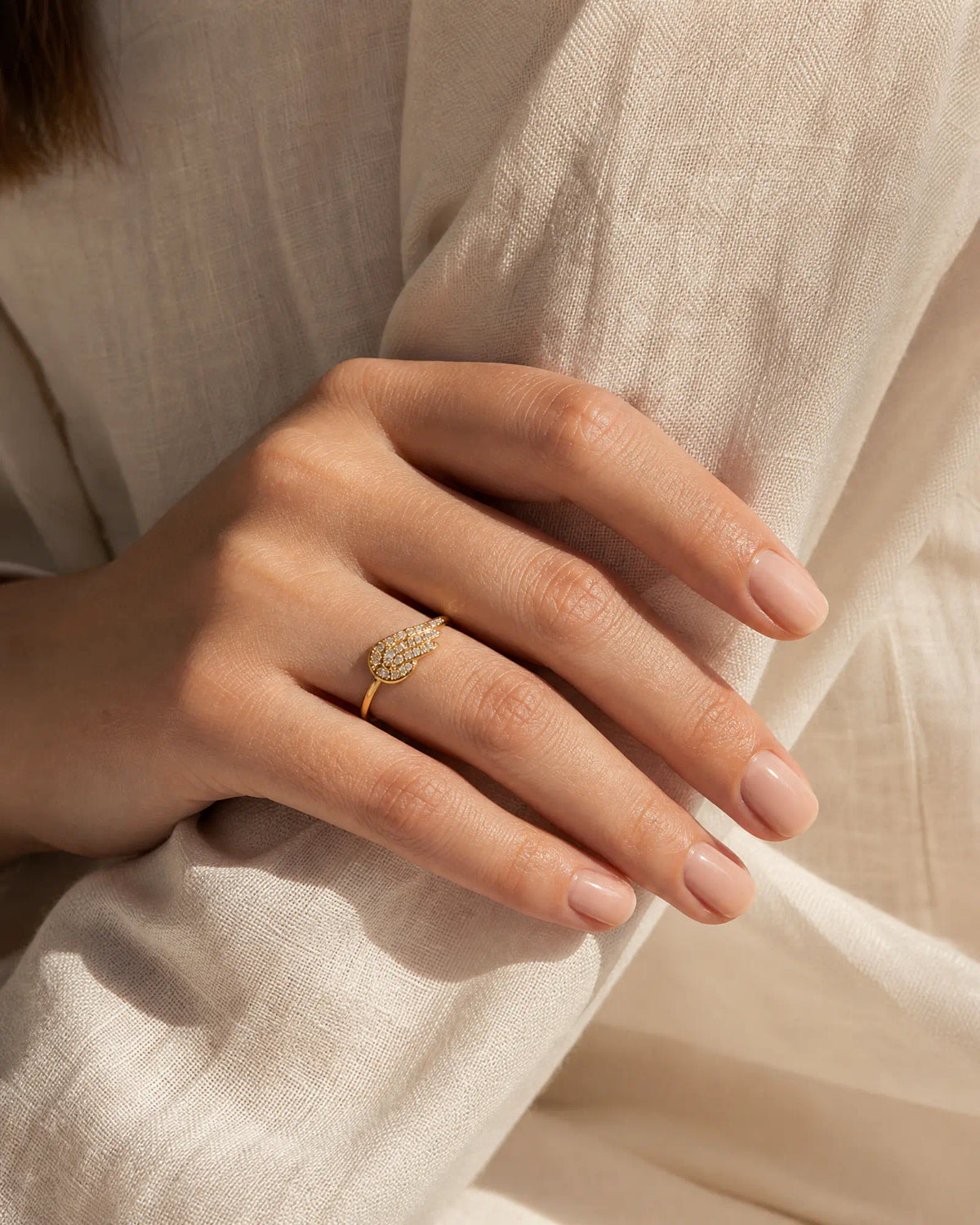 Pave Wing Open Band Ring