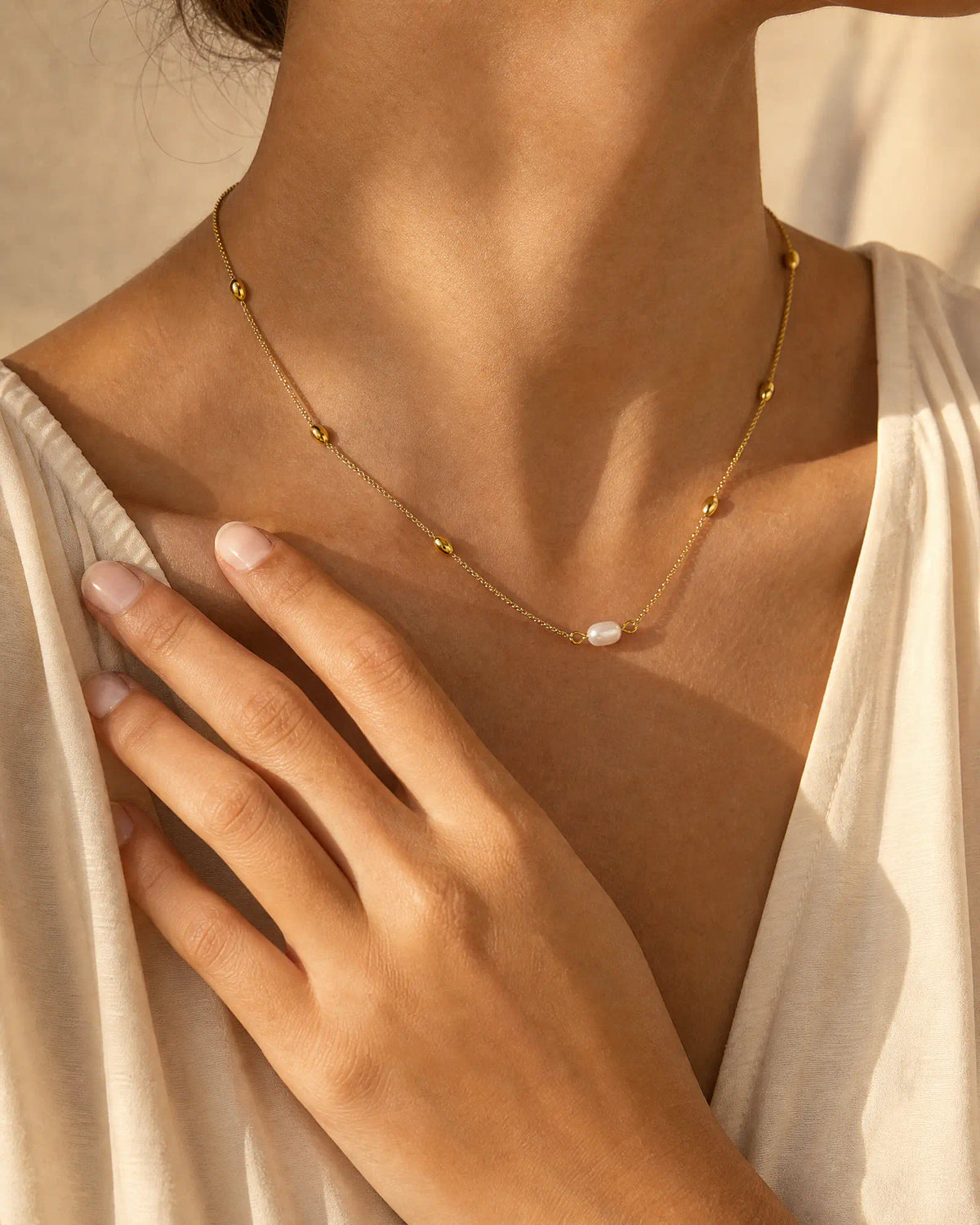 Coffee Bean Floating Station Necklace