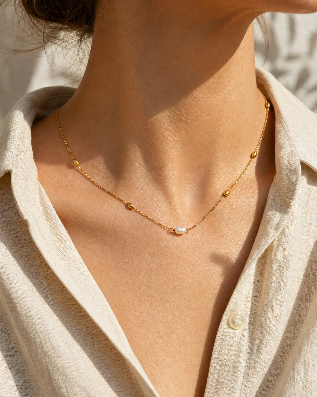 Coffee Bean Floating Station Necklace