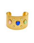 Colorful Cat's Eye Zircon Gold Brushed Bracelet