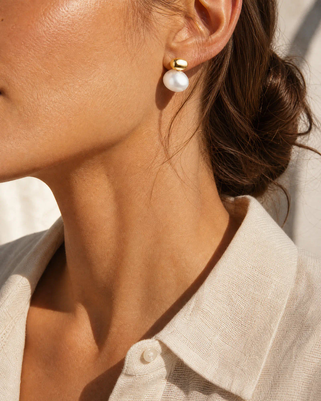Bean Drop Pearl Studs