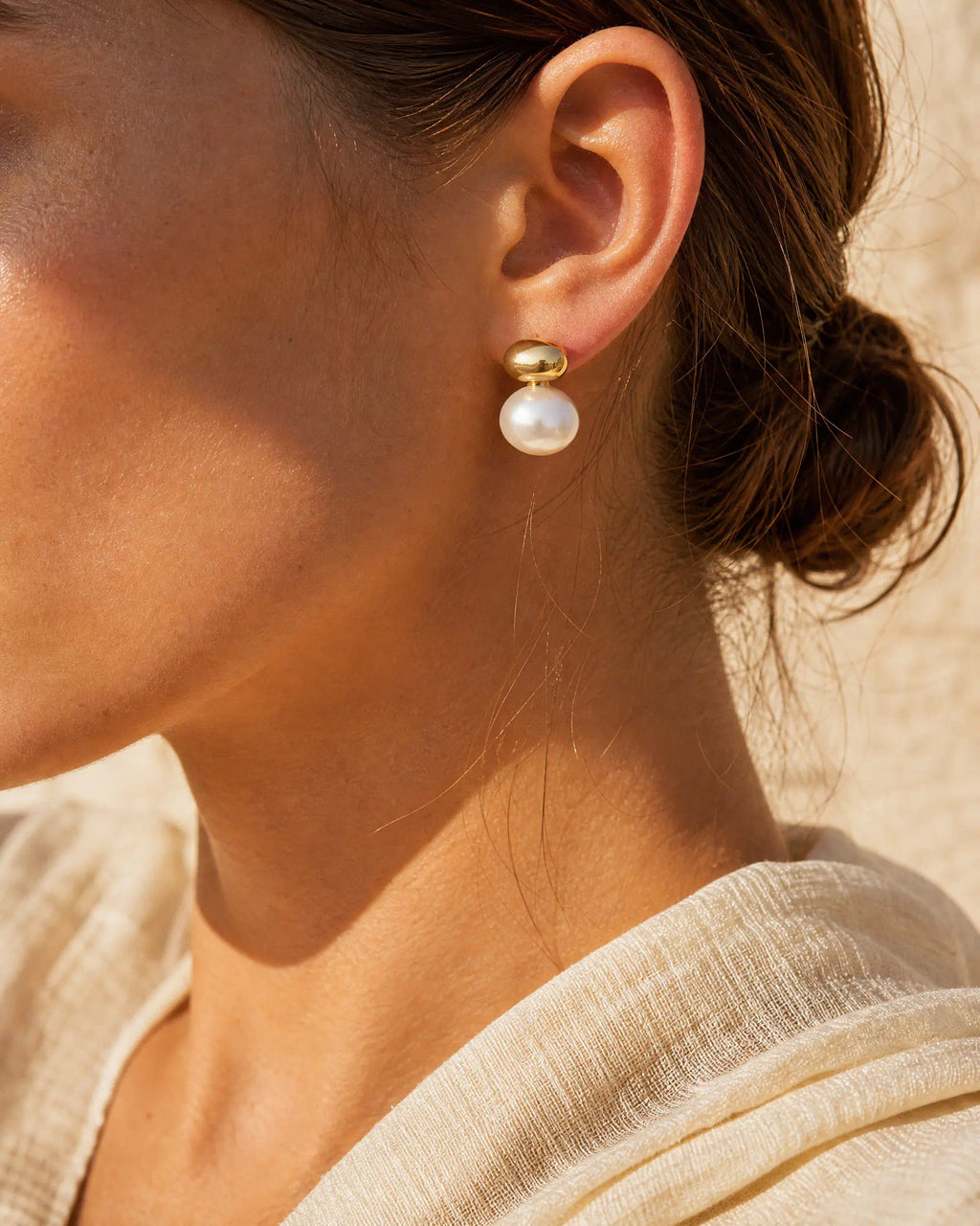 Bean Drop Pearl Studs