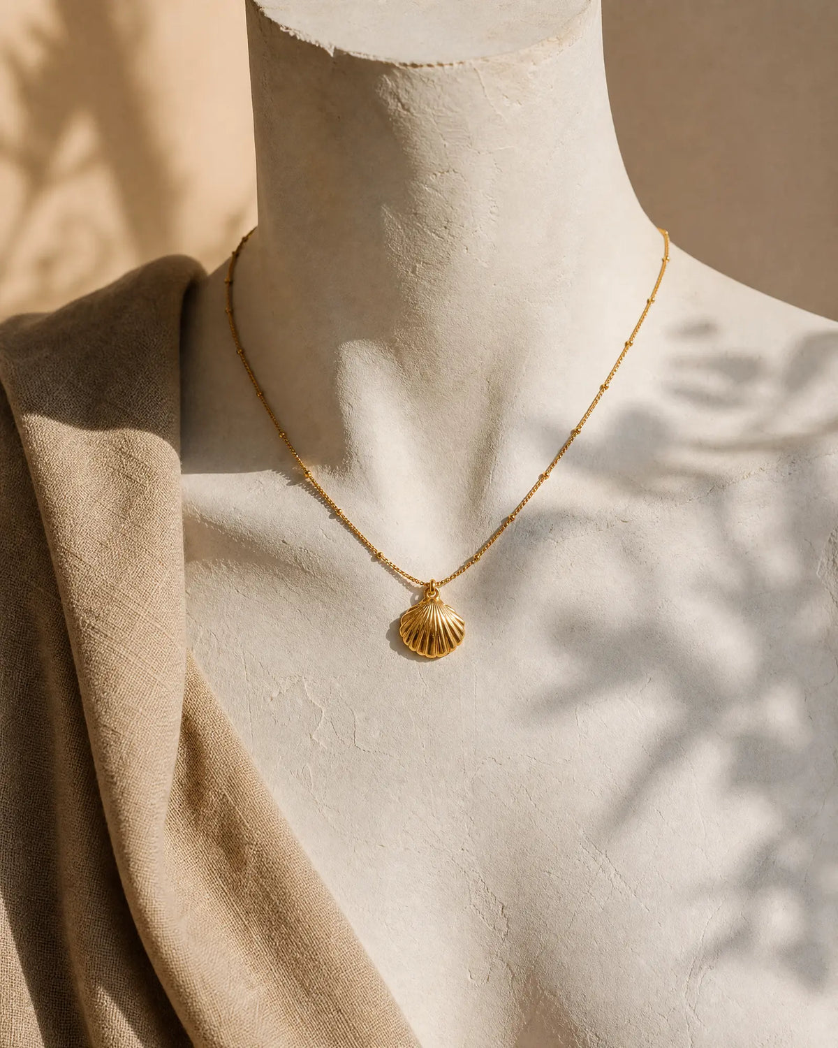 Sculptural Scallop Shell Pendant Necklace