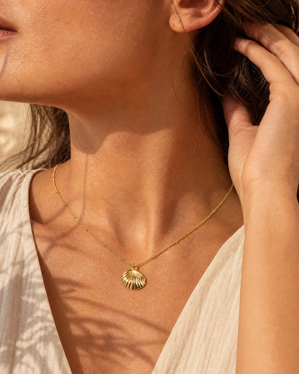 Sculptural Scallop Shell Pendant Necklace