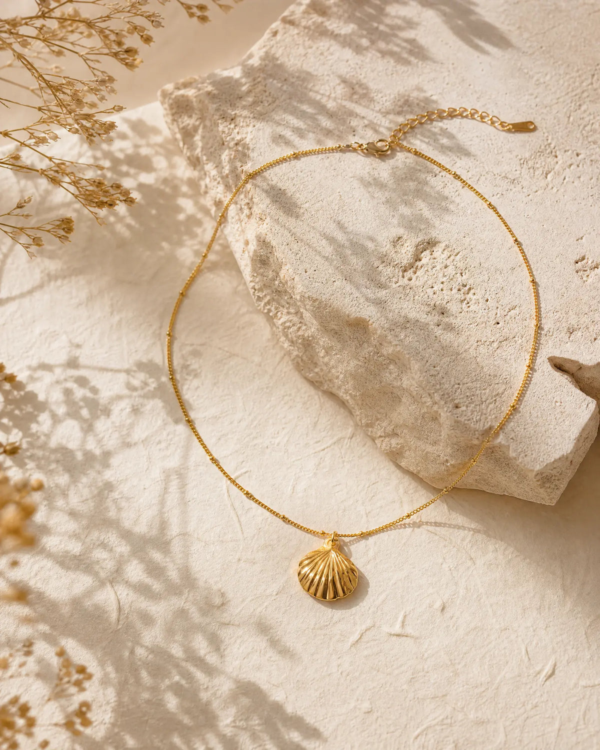Sculptural Scallop Shell Pendant Necklace