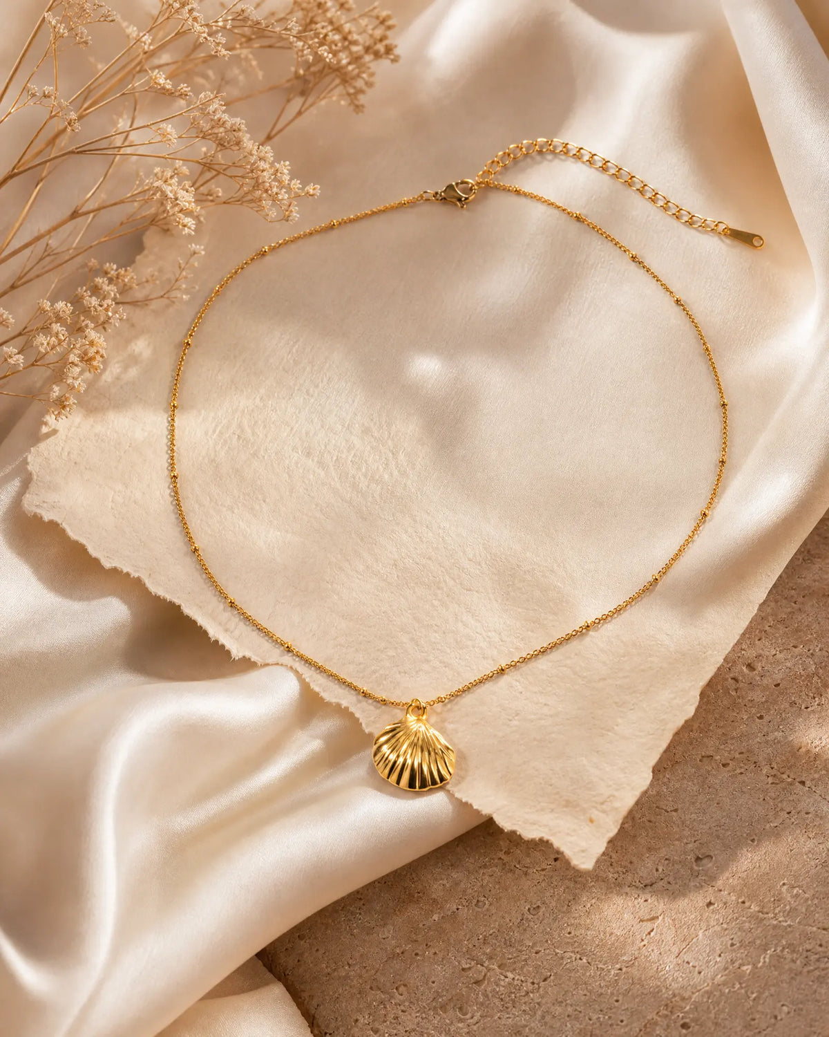Sculptural Scallop Shell Pendant Necklace