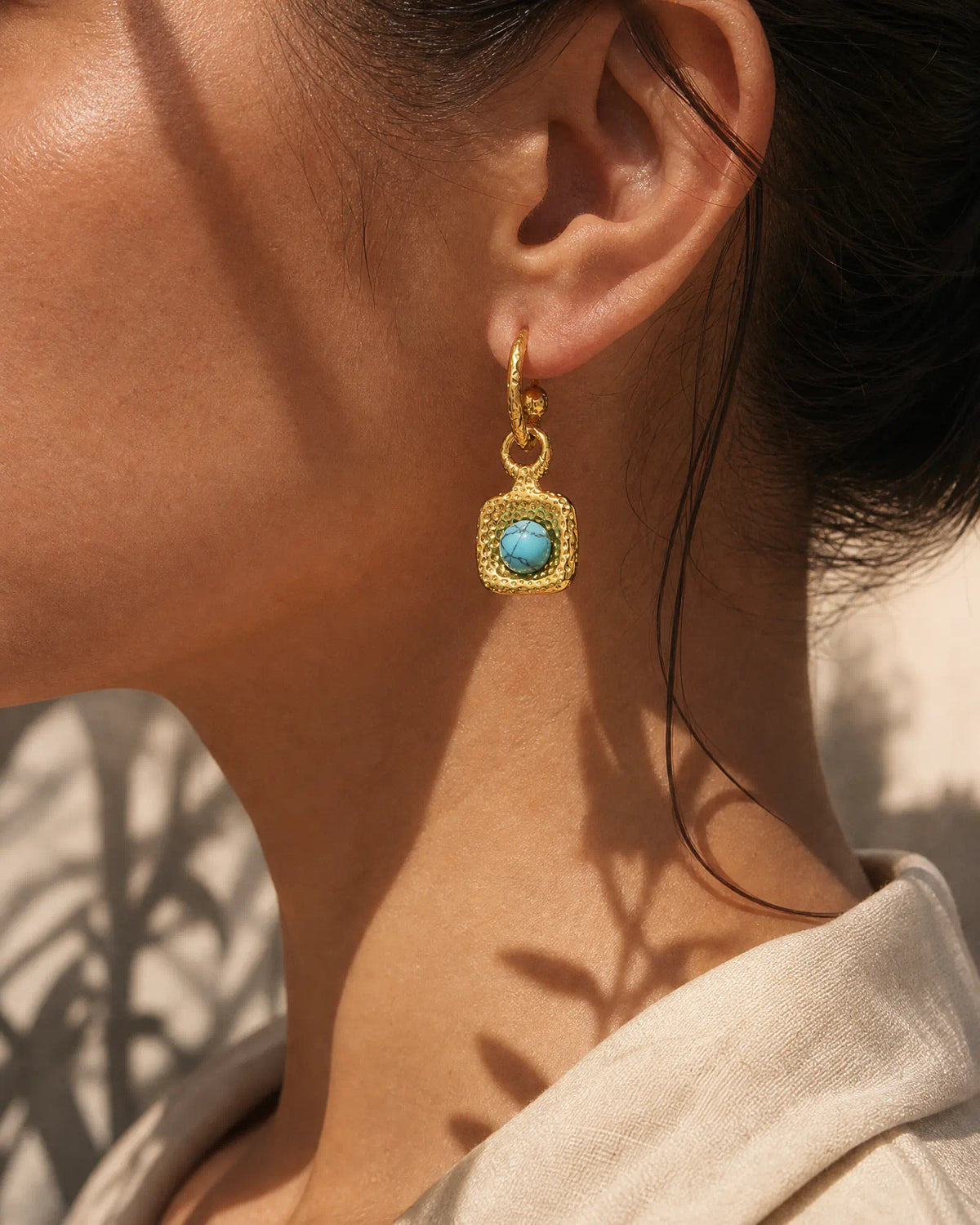 Hammered Signet Drop Earrings