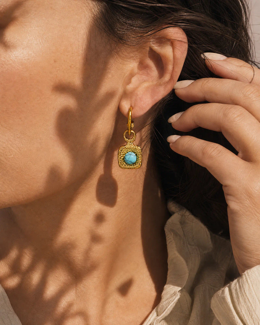 Hammered Signet Drop Earrings