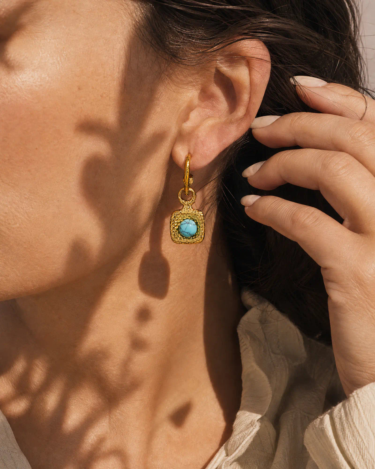 Hammered Signet Drop Earrings