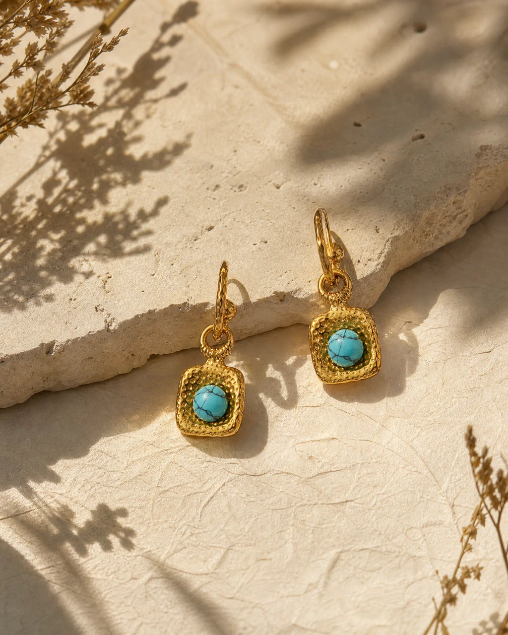 Hammered Signet Drop Earrings