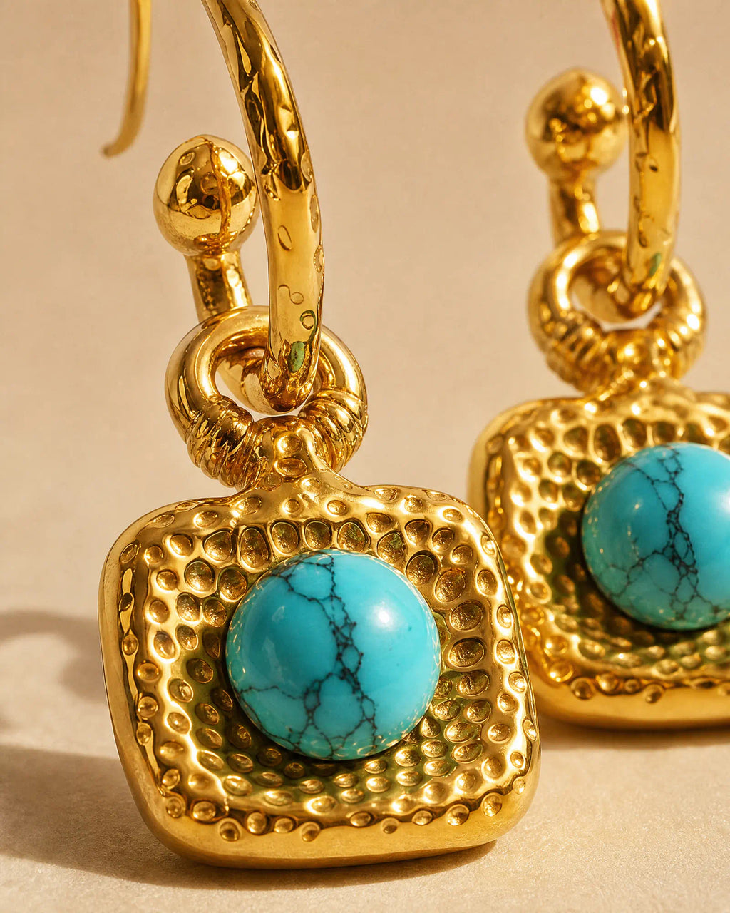 Hammered Signet Drop Earrings