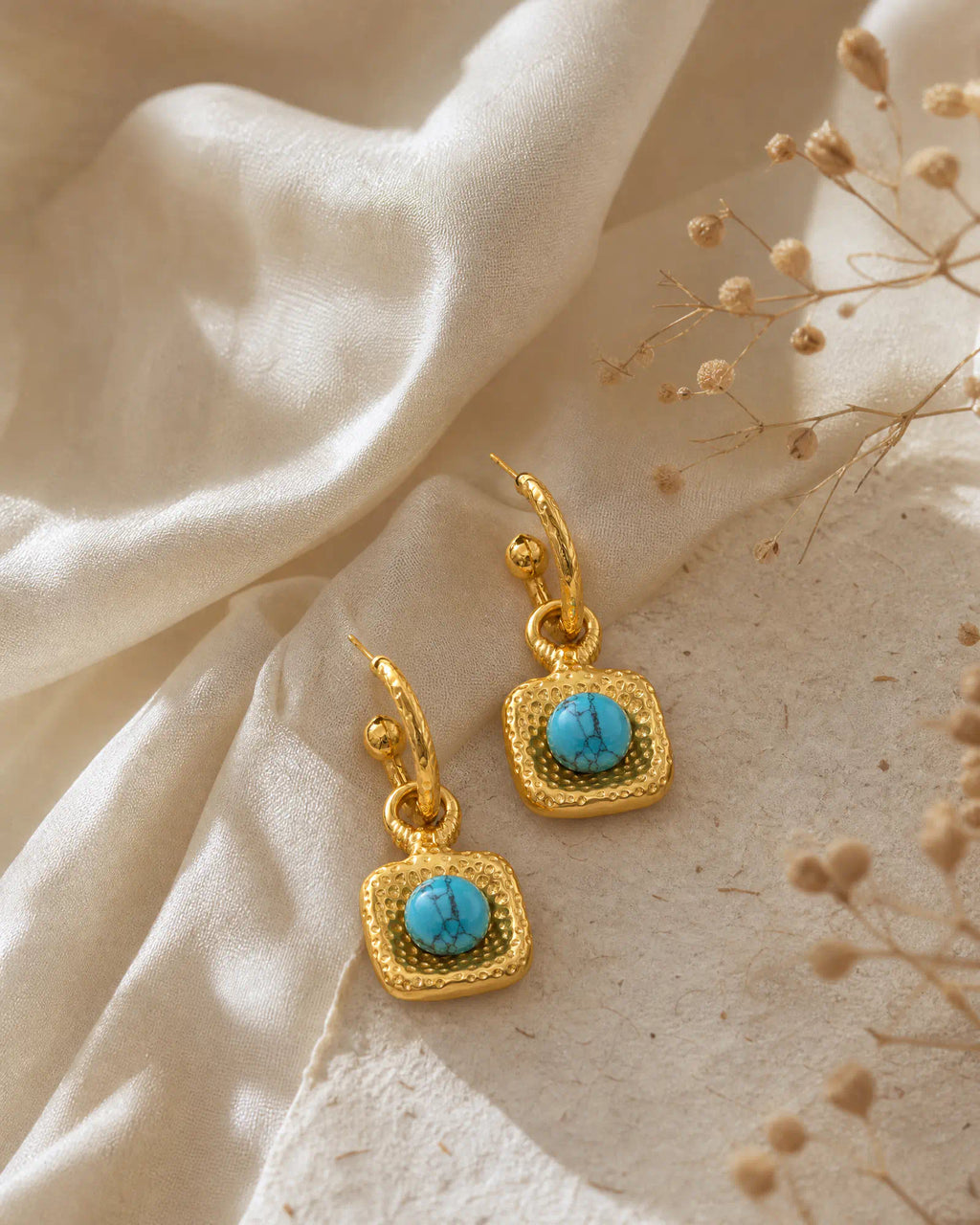 Hammered Signet Drop Earrings
