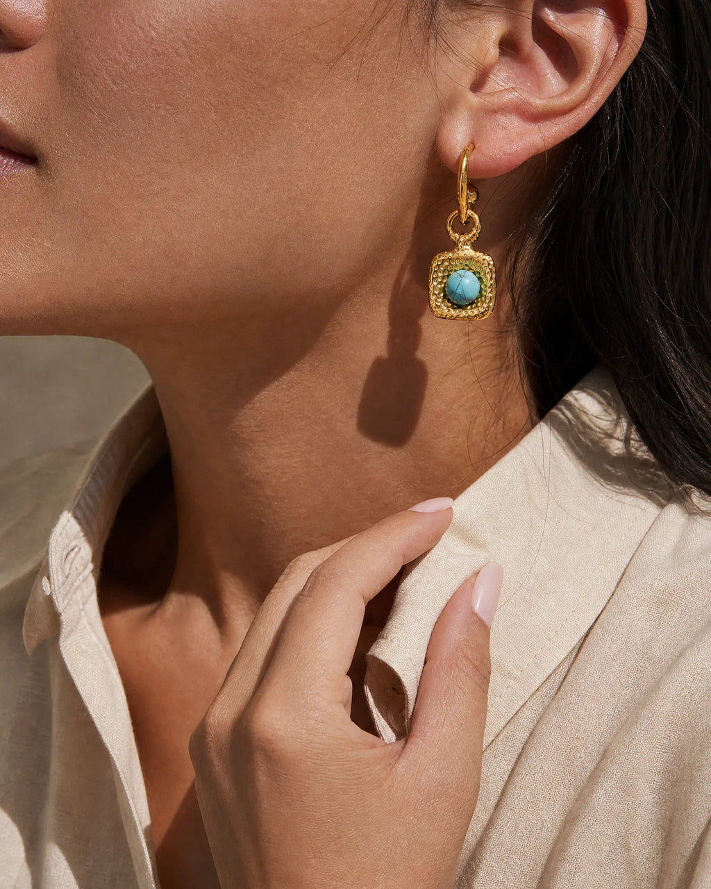 Hammered Signet Drop Earrings