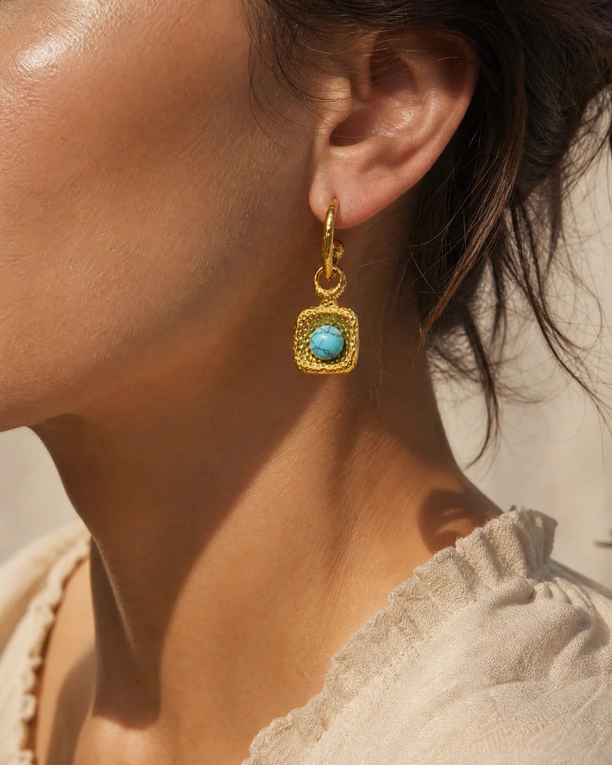 Hammered Signet Drop Earrings