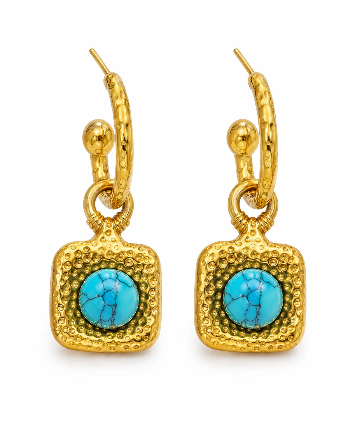 Hammered Signet Drop Earrings
