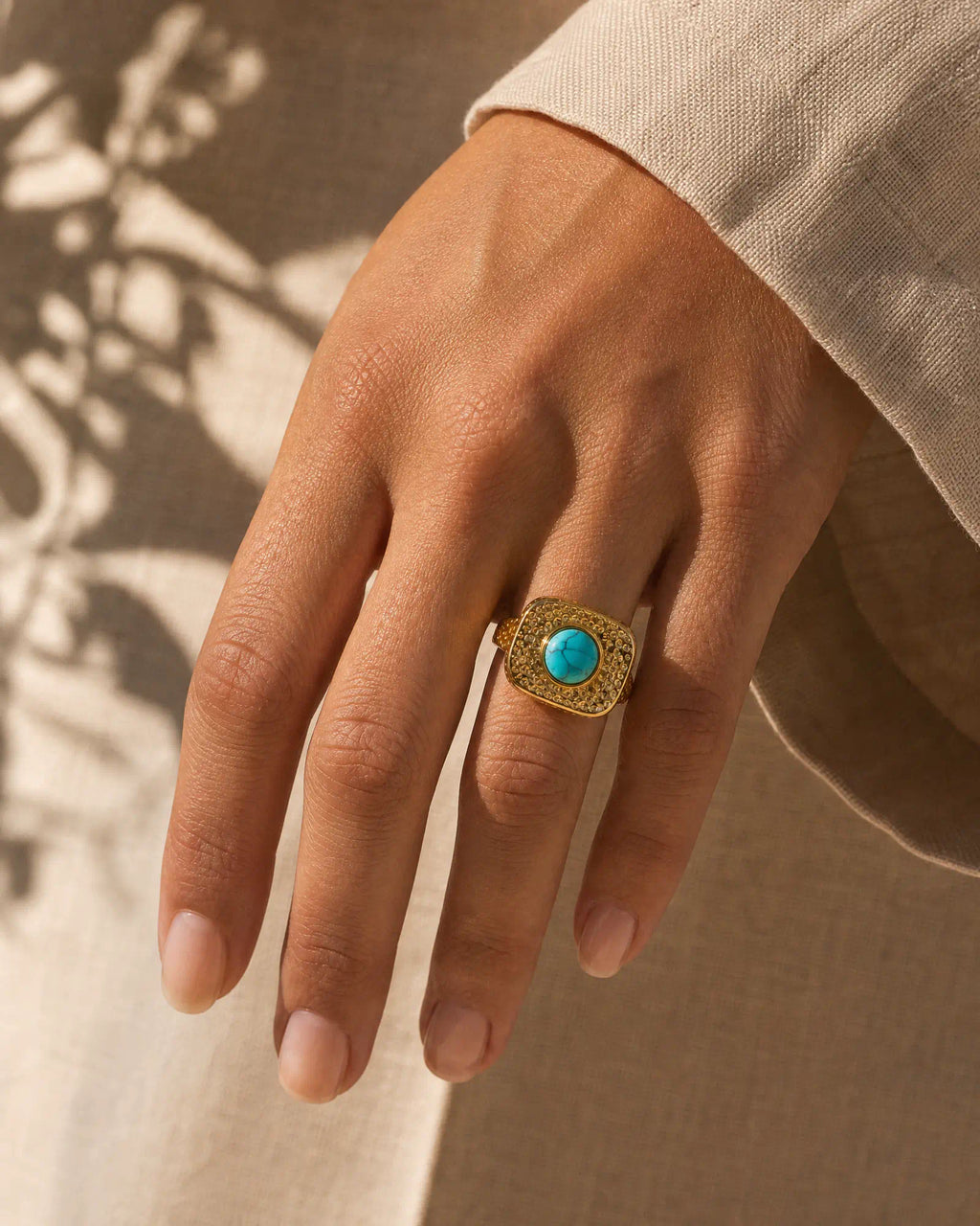 Hammered Signet Wide Open Ring