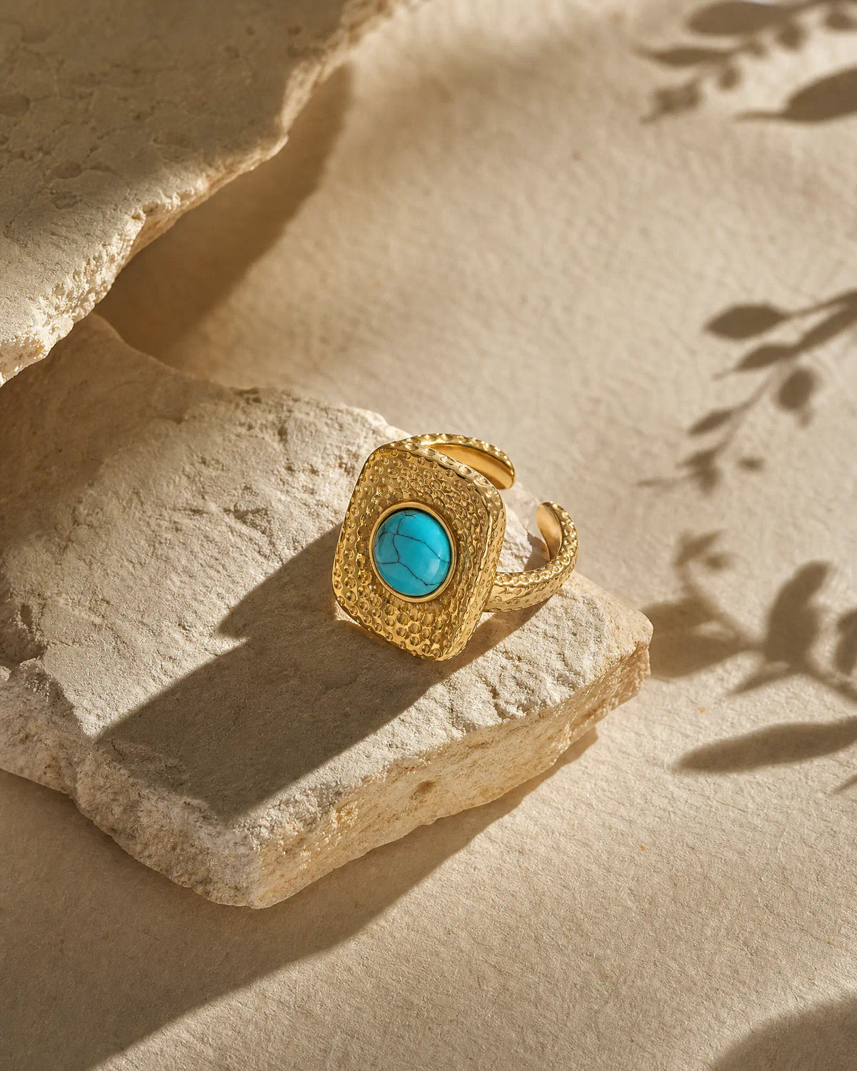 Hammered Signet Wide Open Ring