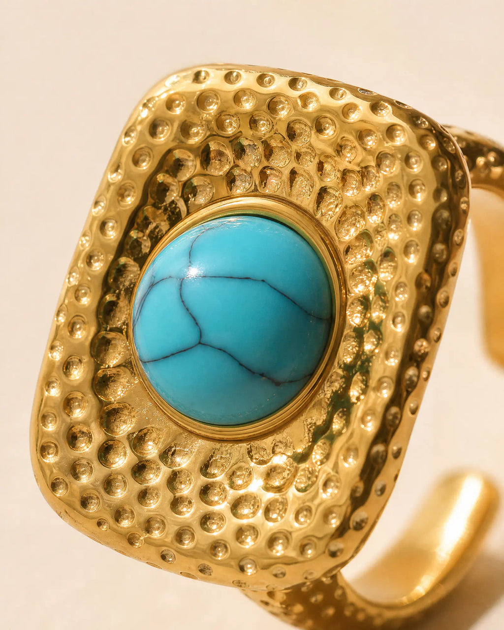 Hammered Signet Wide Open Ring