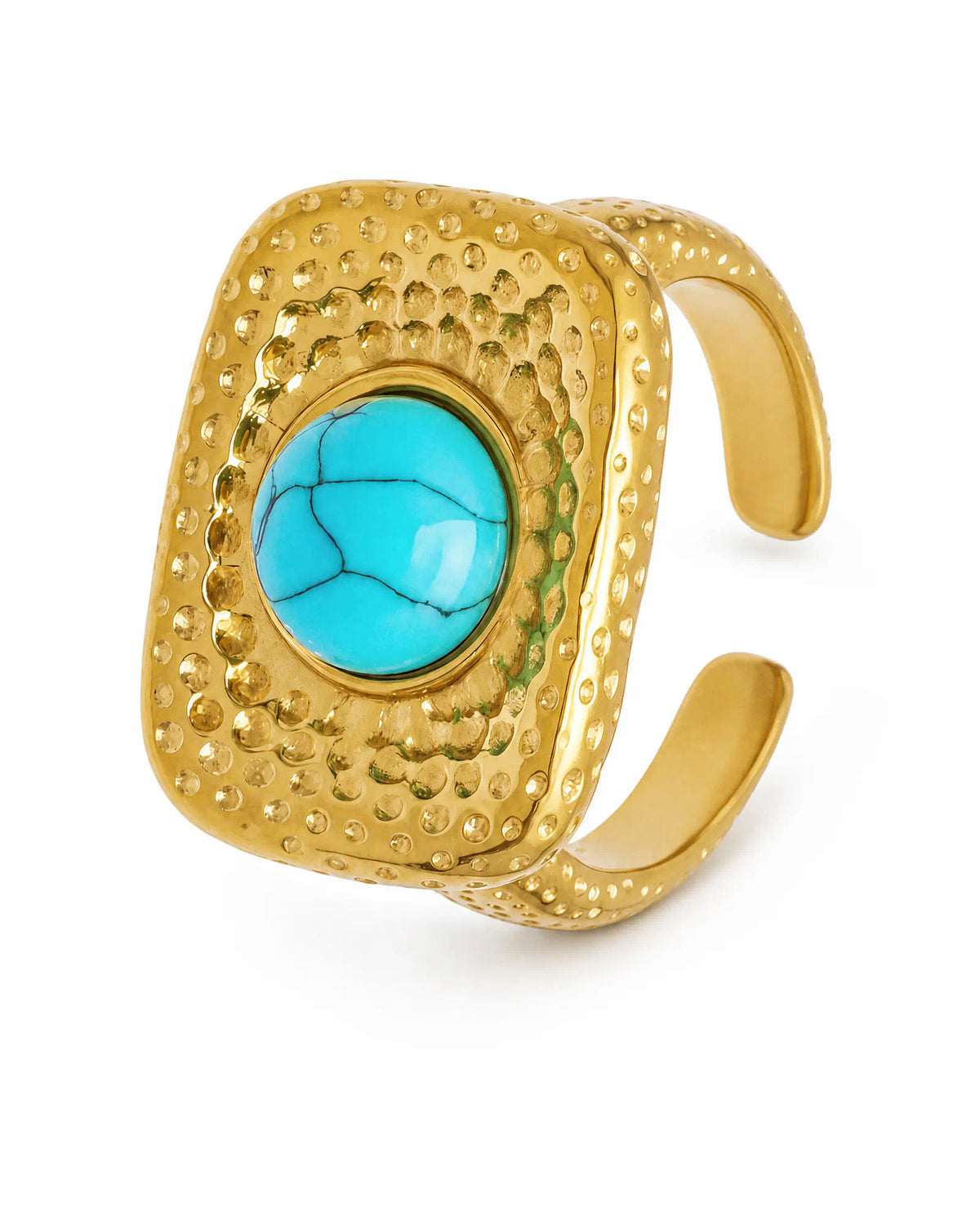 Hammered Signet Wide Open Ring