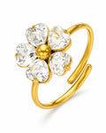 Heart Petal Flower Open Ring