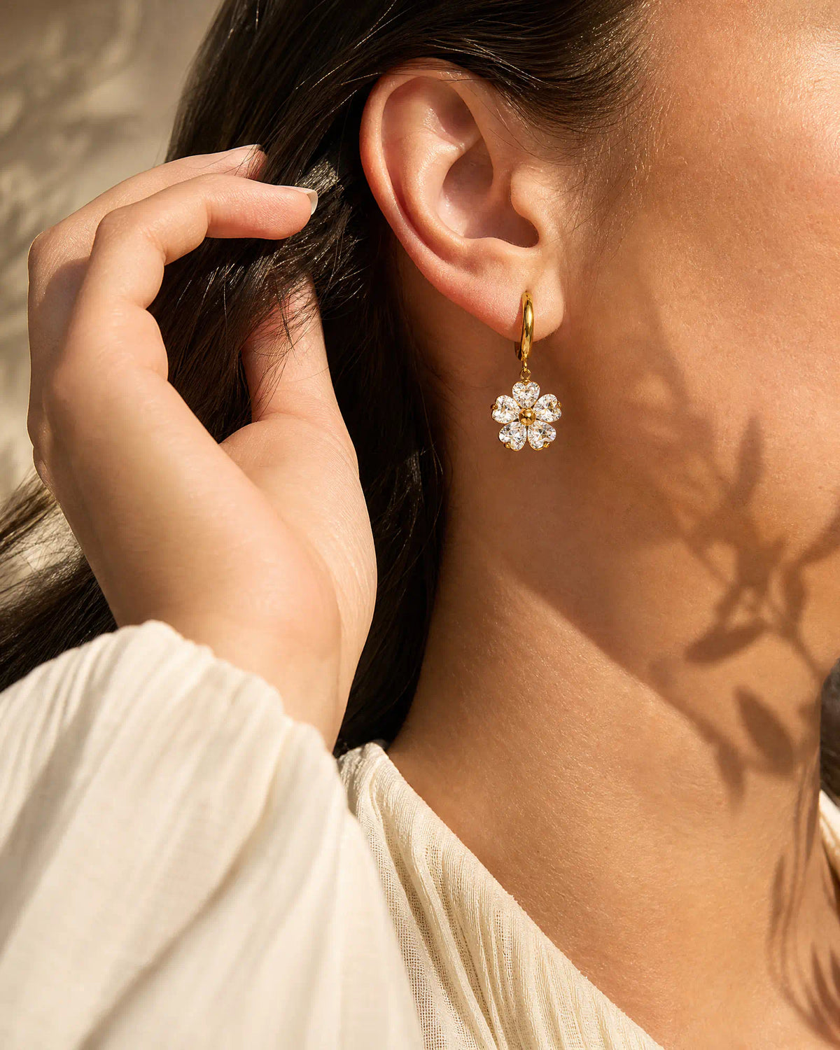Bloom Drop Huggie Earrings