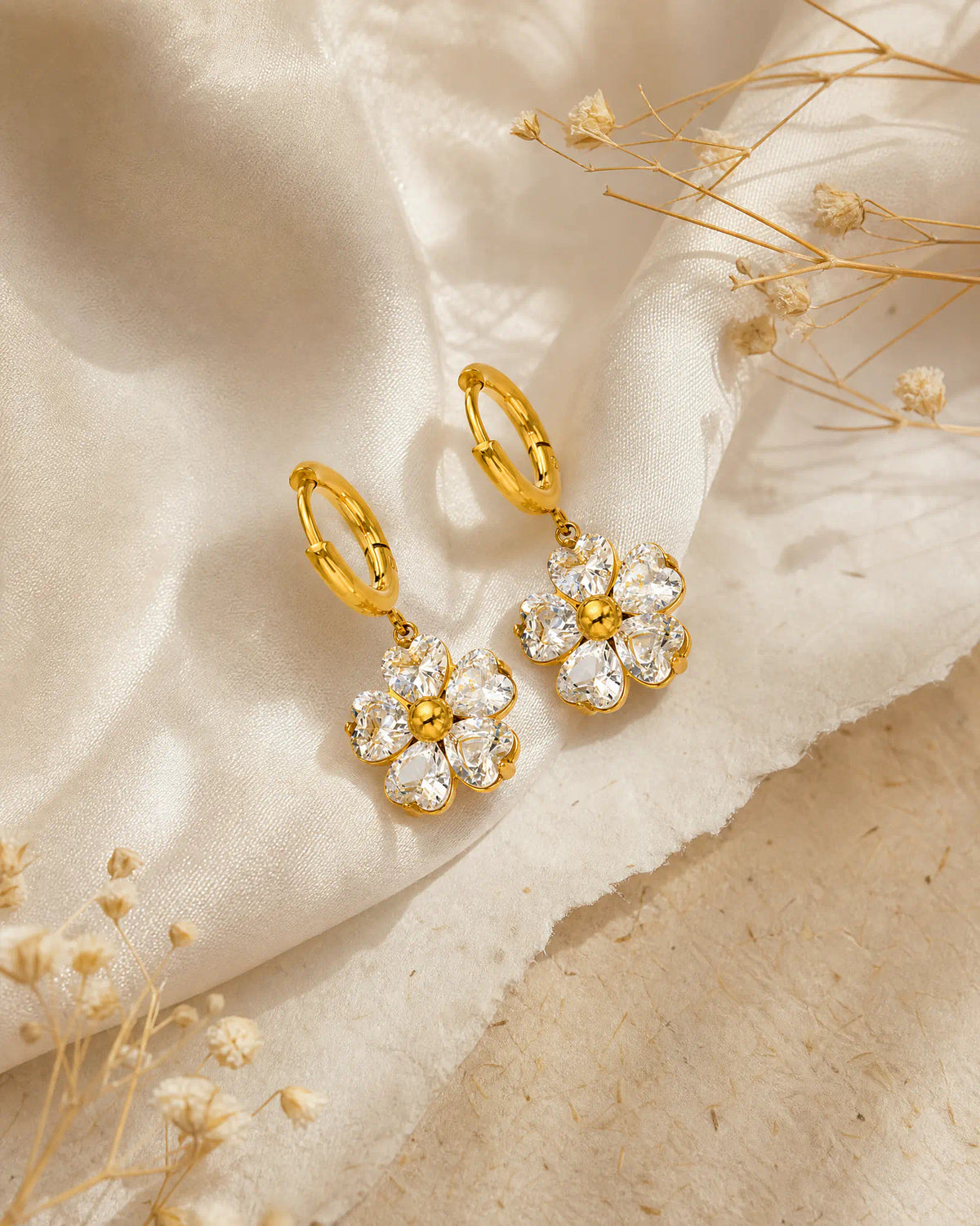 Bloom Drop Huggie Earrings