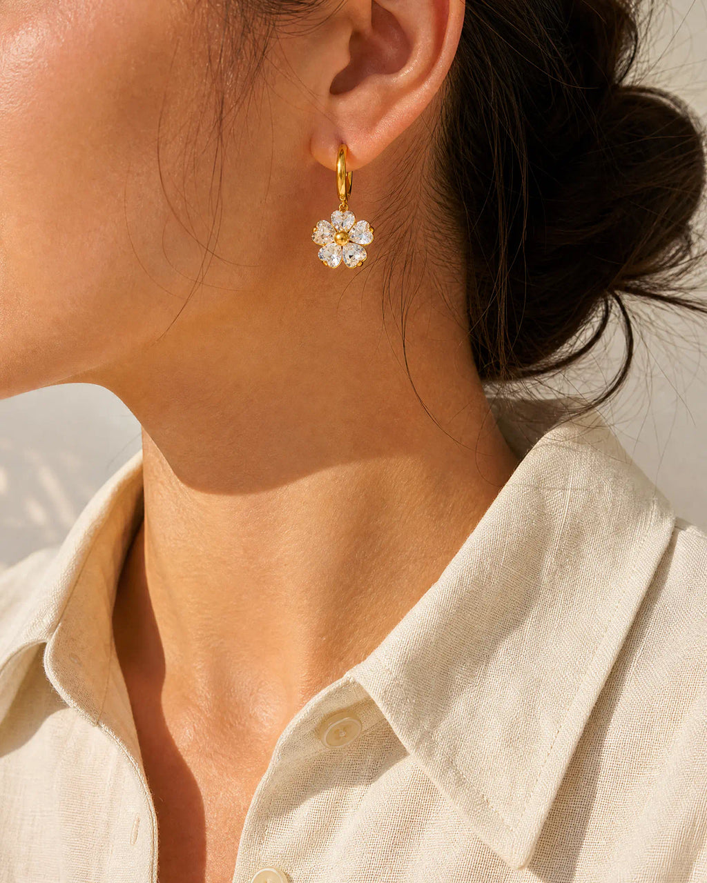 Bloom Drop Huggie Earrings
