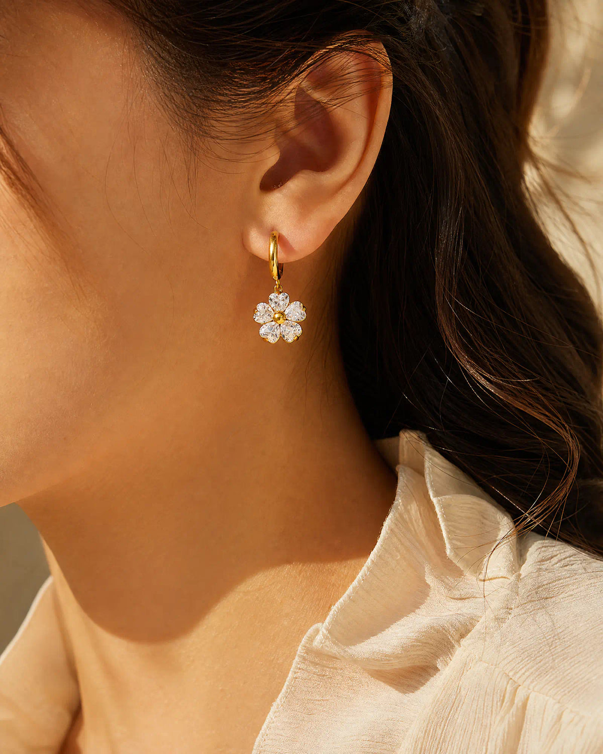 Bloom Drop Huggie Earrings