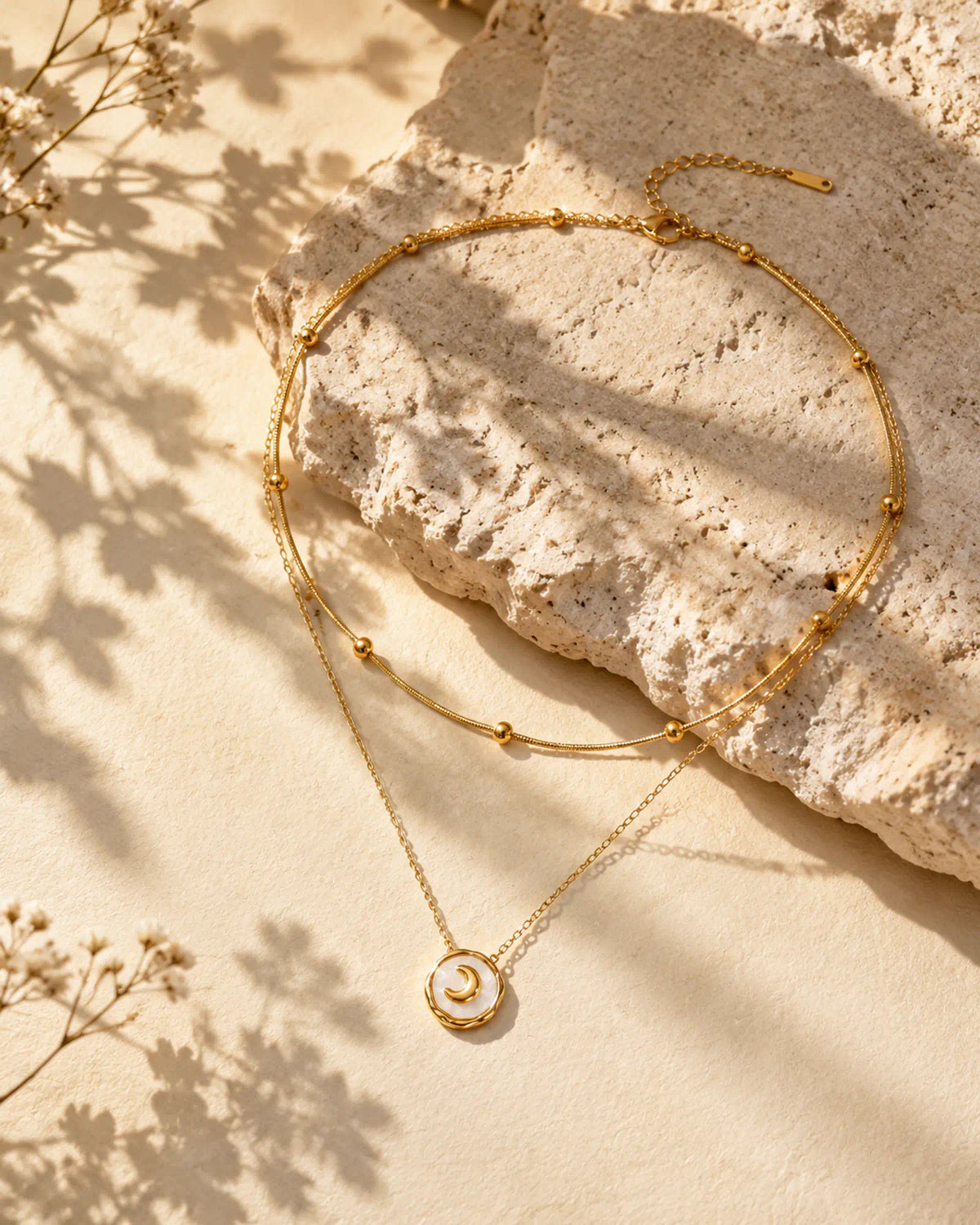 Layered Moon Medallion Necklace