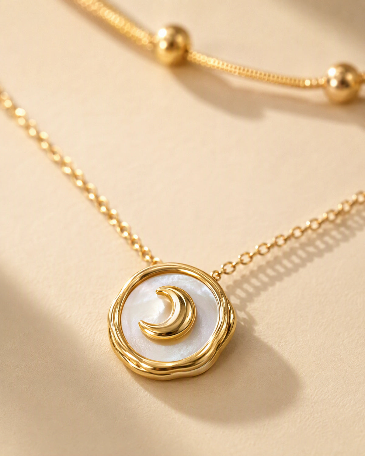 Layered Moon Medallion Necklace