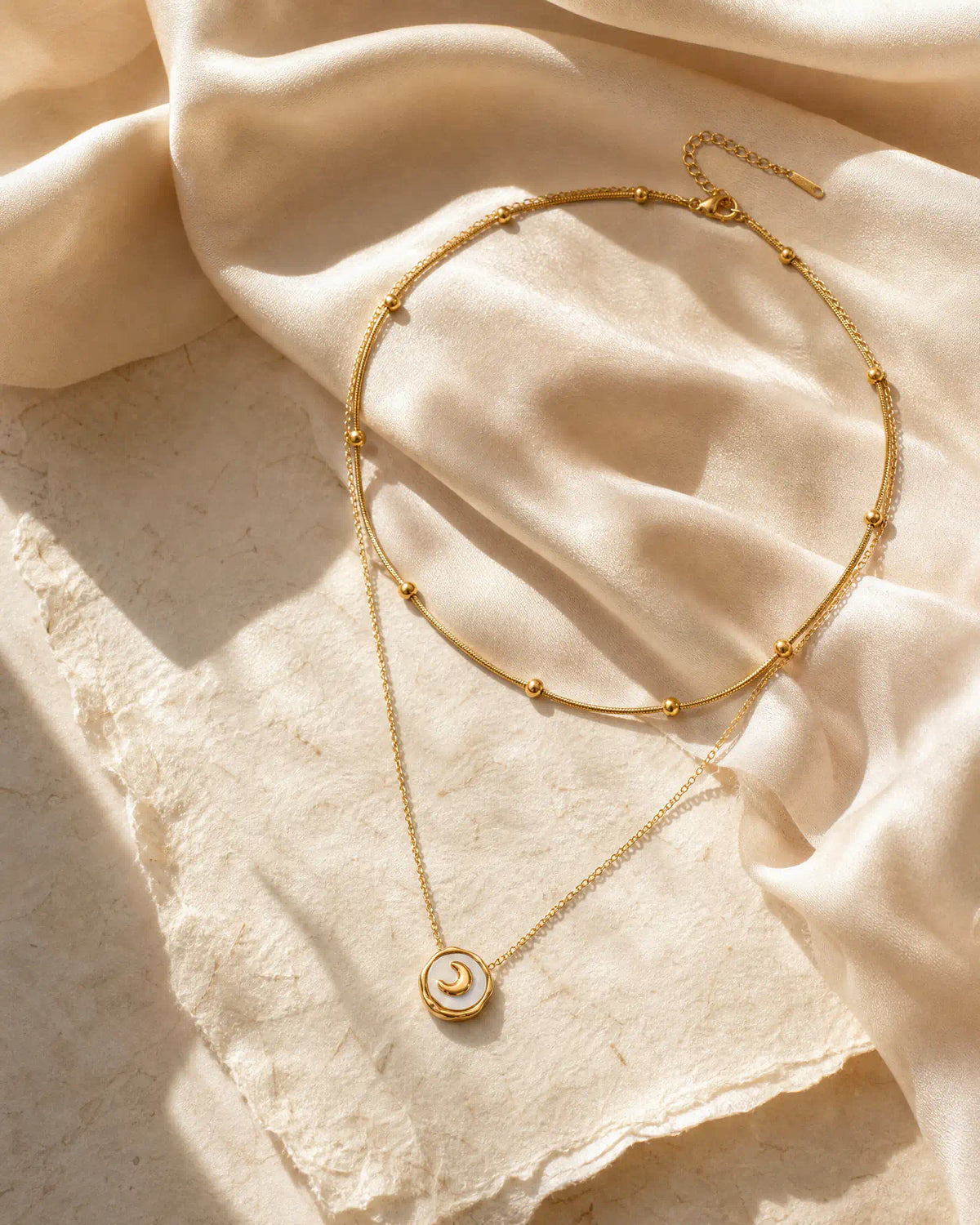 Layered Moon Medallion Necklace