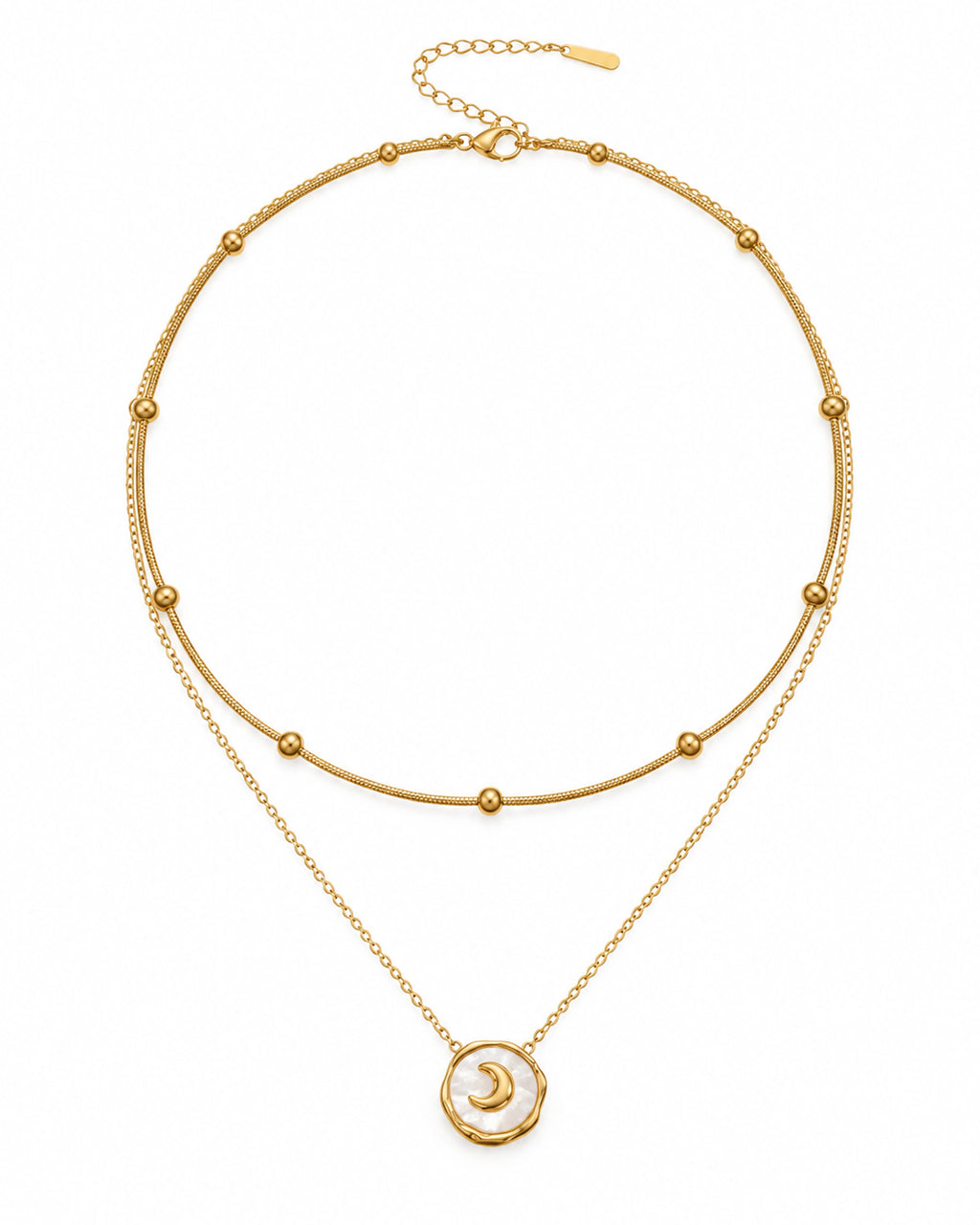 Layered Moon Medallion Necklace