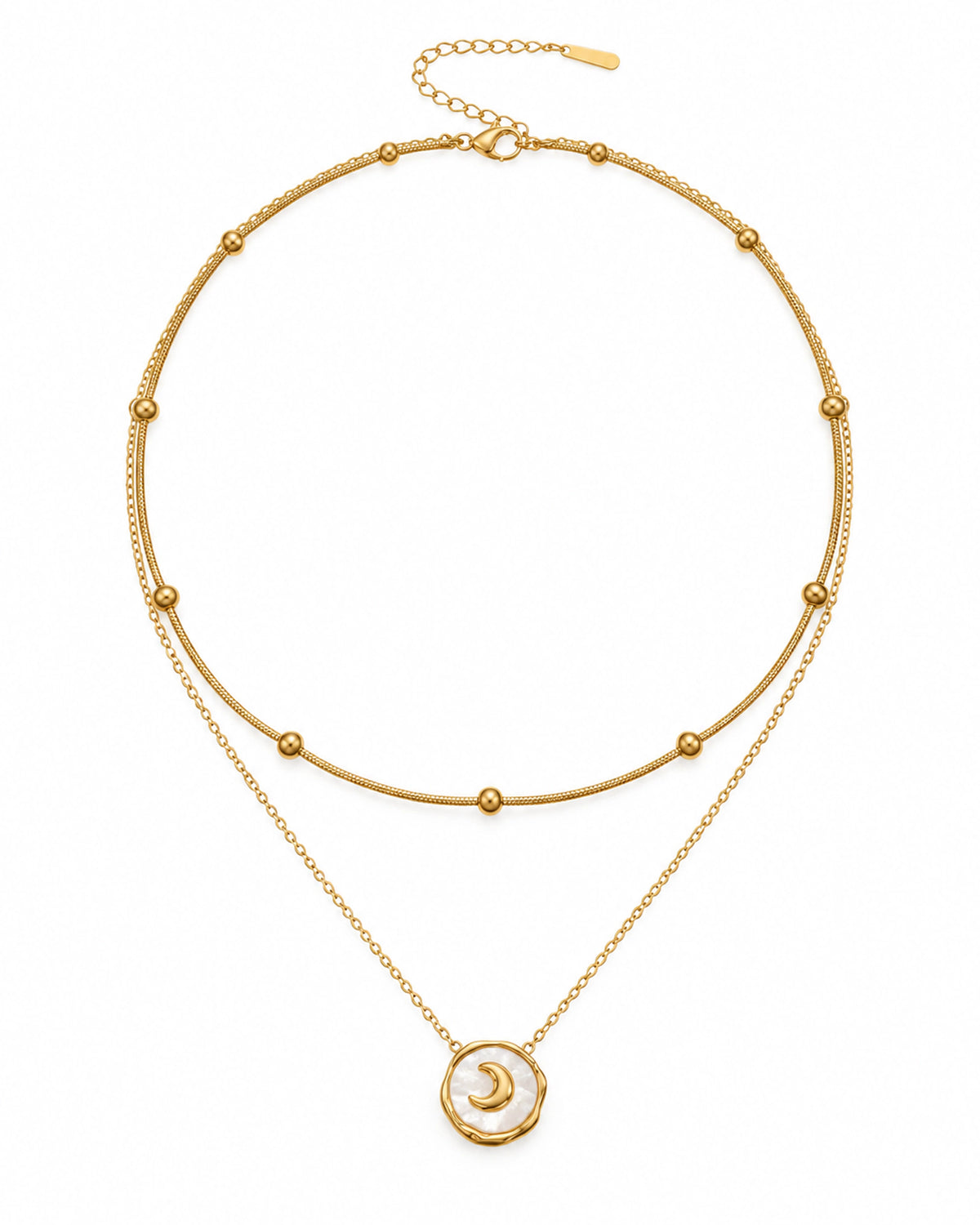 Layered Moon Medallion Necklace