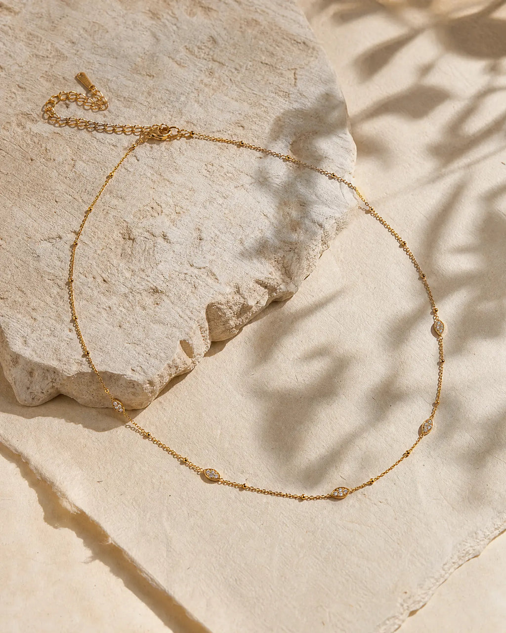 Sunlit Beaded Marquise Station Choker