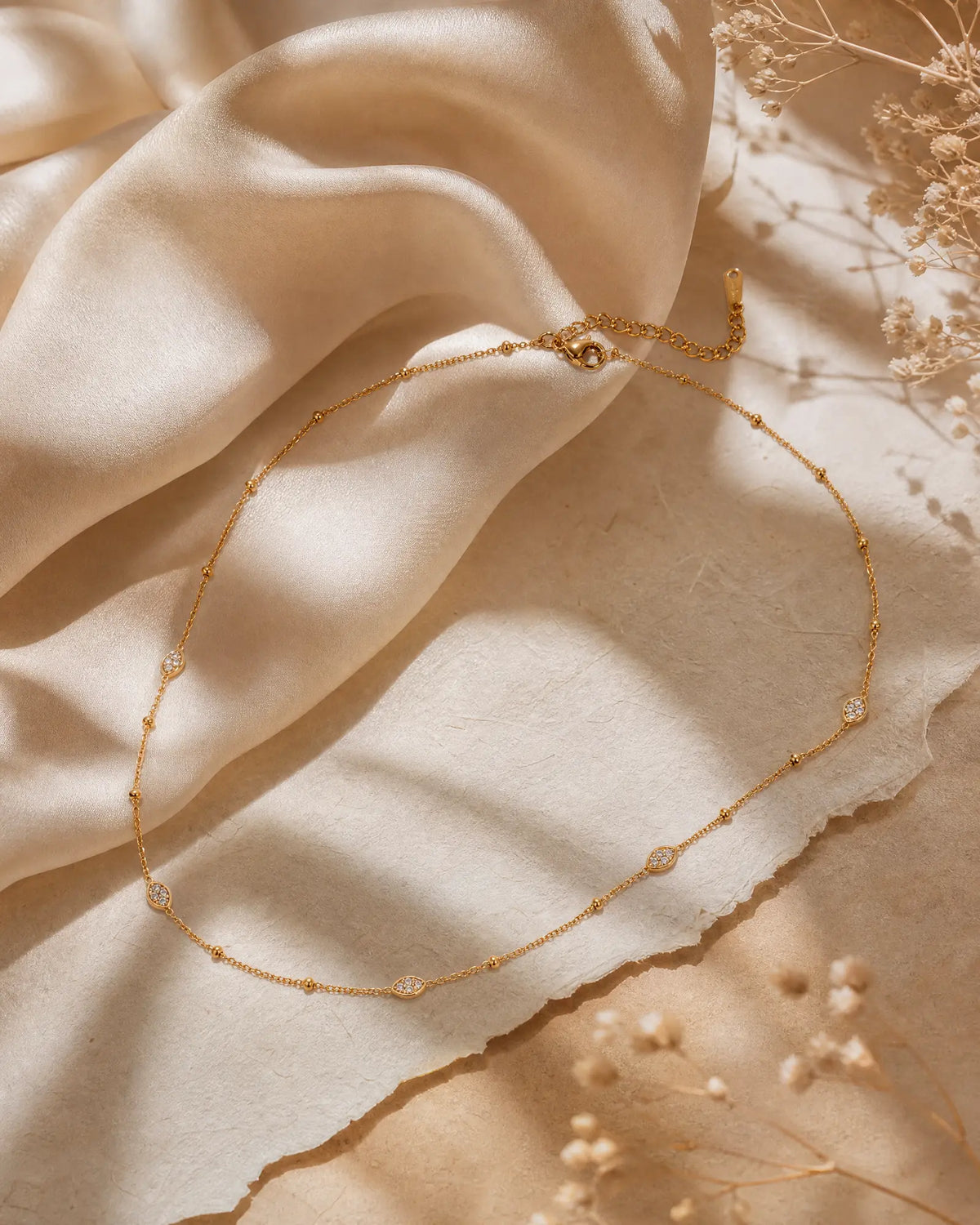 Sunlit Beaded Marquise Station Choker