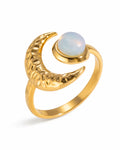 Hammered Lunar Bypass Ring | Pearl
