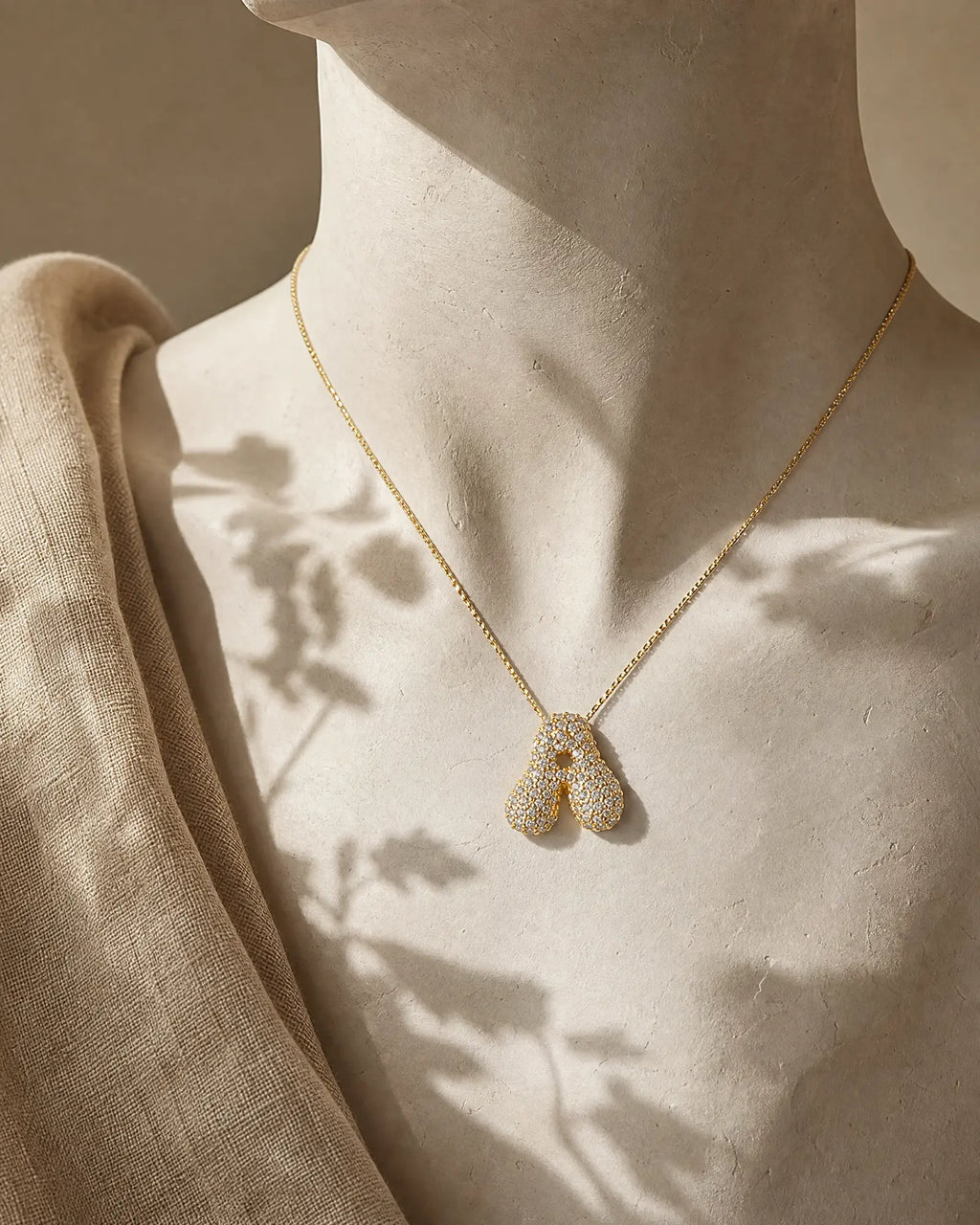 Pavé Bubble Letter Pendant Necklace