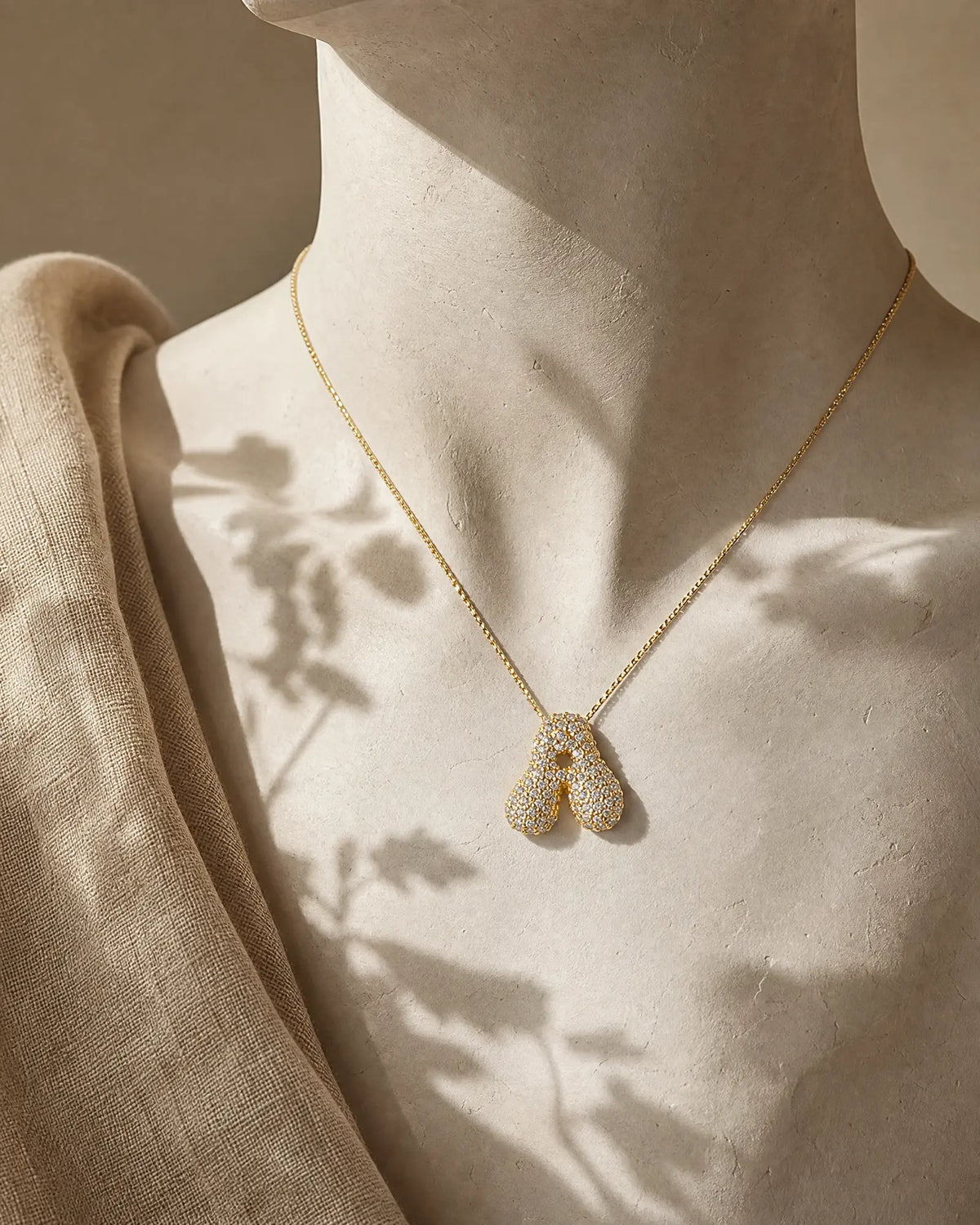 Pavé Bubble Letter Pendant Necklace