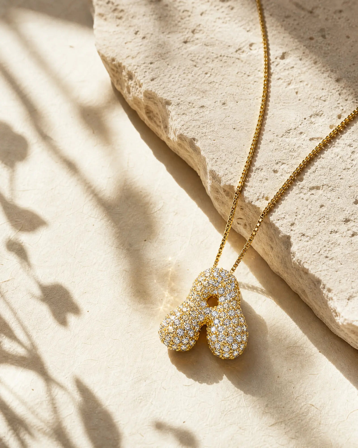 Pavé Bubble Letter Pendant Necklace