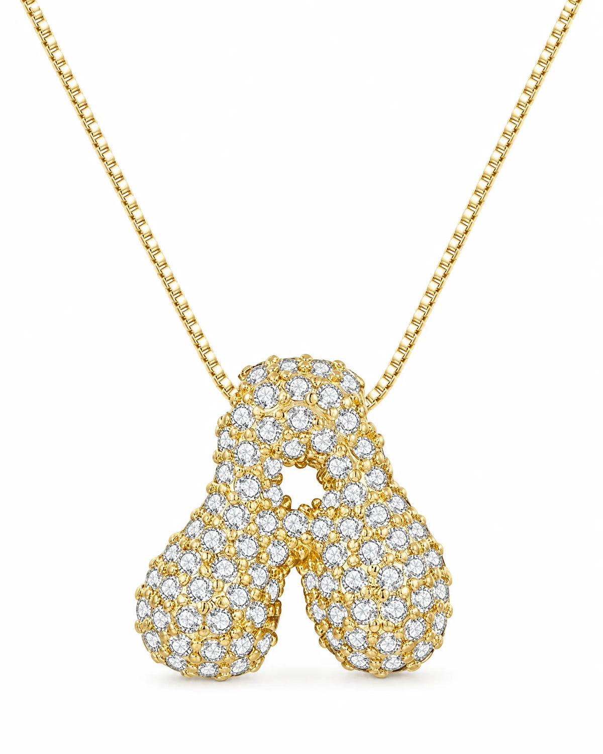 Pavé Bubble Letter Pendant Necklace